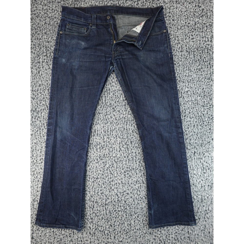 Levis‎ 597 Low Boot Jeans Mens 34x32 Dark Blue Bootcut Stretch